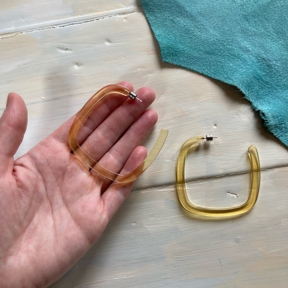 SOLD Machete Large Square Hoops NWT Transparent Yellow - Picture 2 of 13